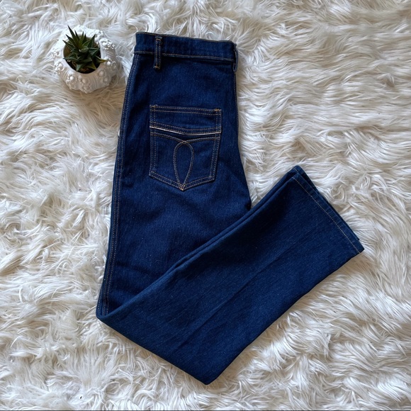 Vintage 1980s dark denim high rise straight leg pants - Picture 7 of 16